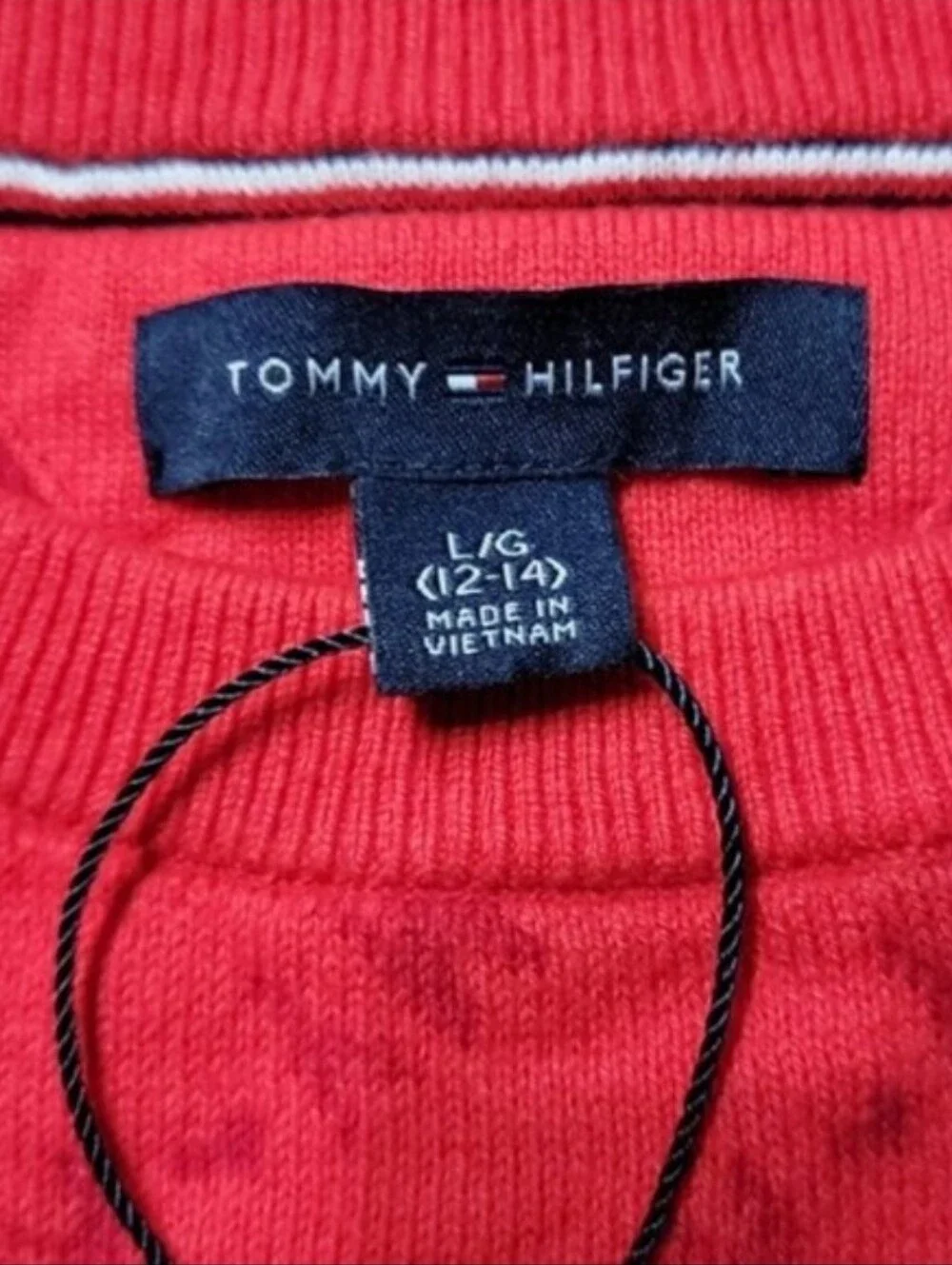 Tommy Hilfiger Girls Red Logo Crewneck Sweater Size L/G 12-14 NWT